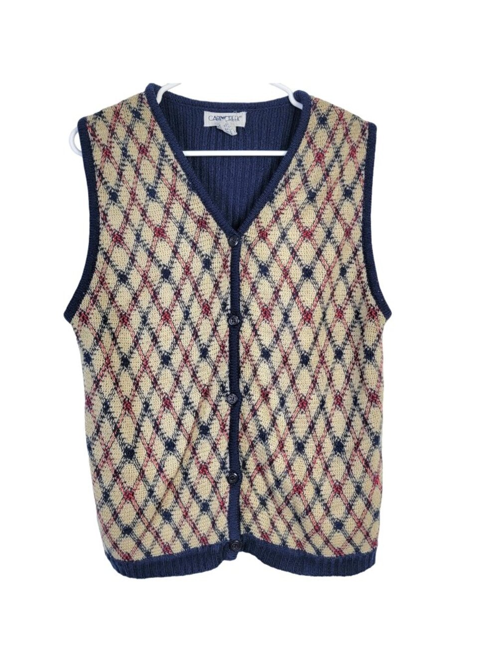Vintage 90s Sweater Vest Women Medium Shirt Top Ribbed Knit Retro Jacket Winter